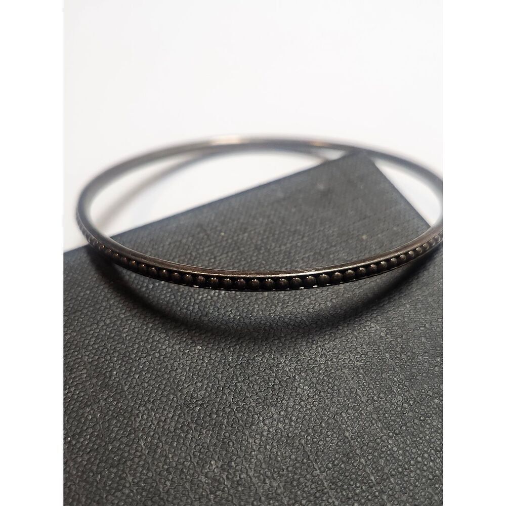 LAGOS 'Beaded' Sterling Silver Bangle Size Medium (7) Oxidized